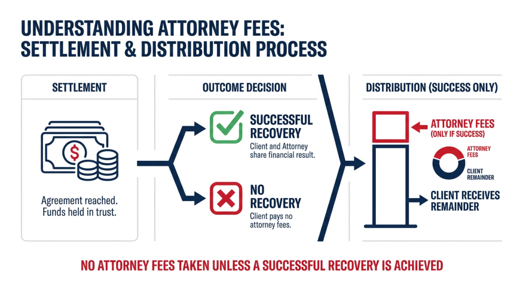 Infographic depicting settlement and distribution process