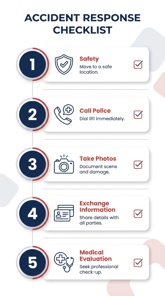 Infographic depicting post accident checklist